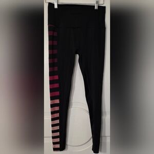 K-Deer Medium Black Leggings with Striped Detail
